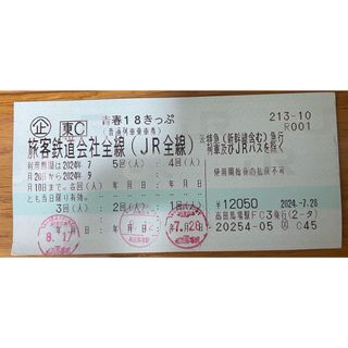 青春18きっぷ2回分（返却不要）(鉄道乗車券)