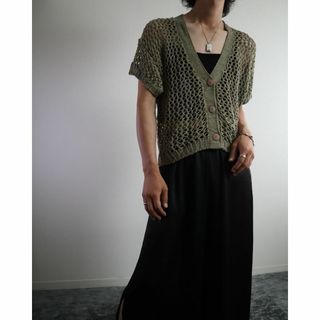 VINTAGE - ざっくり編み メッシュ ニット ショート丈 半袖 VINTAGE - ざっくり編み メッシュ ニット ショート丈 半袖