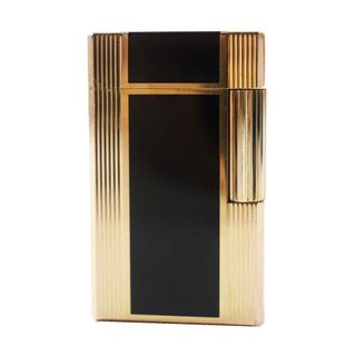 デュポン(DUPONT)の外装良品◎Dupont デュポン ライン1 ロング ローラー式 喫煙具 ラッカー ガスライター ブラック ゴールド フランス製 メンズ 着火不可(タバコグッズ)