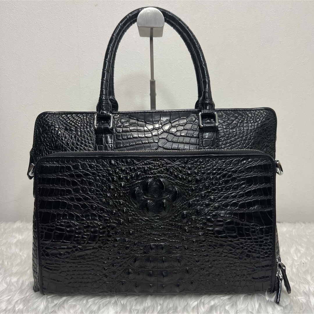 極美品】メンズ シャイニングクロコ ビジネス 2way ショルダー 極美品】メンズ シャイニングクロコ ビジネス 2way ショルダー