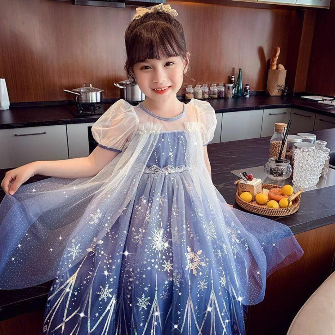 キッズ女の子アナ雪ドレス120ディズニー水色ブルーエルサ青 キッズ女の子アナ雪ドレス120ディズニー水色ブルーエルサ青