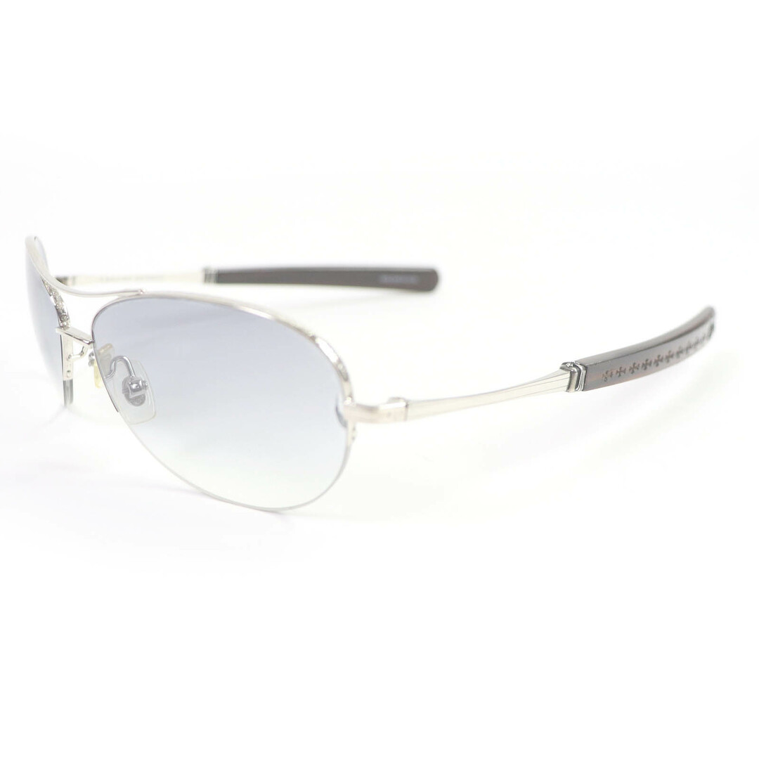 Chrome Hearts - 良品□CHROME HEARTS クロムハーツ SKYSAW V CHクロス ウッドテンプル ツーブリッジ グラデーションレンズ サングラス アイウェア シルバー系 日本製 メンズ