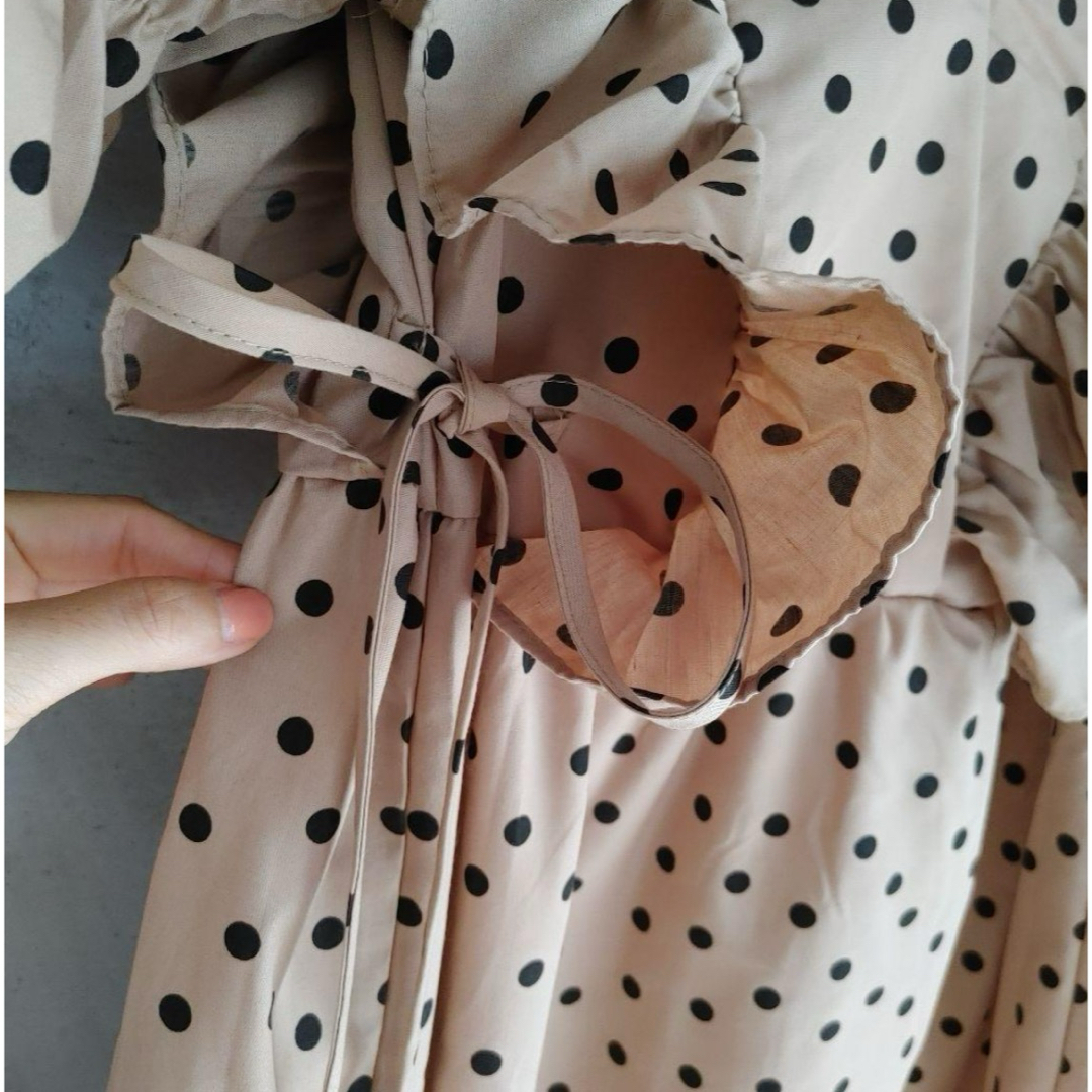 美品！DAY CLOSET 大人可愛い フリル×ドット　ロングワンピース　フリー レディースのワンピース(ロングワンピース/マキシワンピース)の商品写真