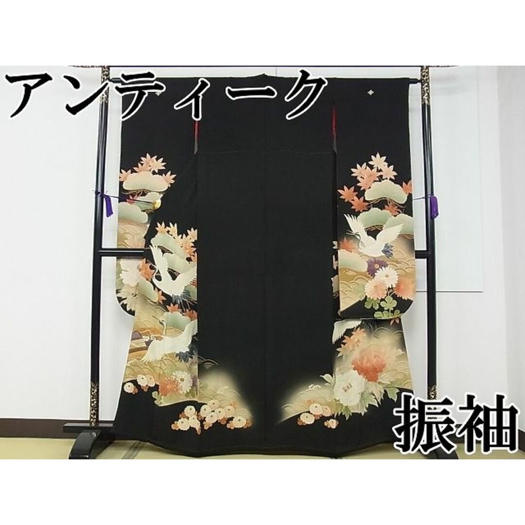 平和屋本店□極上 アンティーク 大正ロマン 振袖 駒刺繍 亀甲鏡 平和屋本店□極上 アンティーク 大正ロマン 振袖 駒刺繍 亀甲鏡