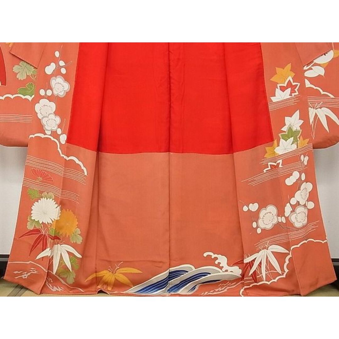 平和屋本店□極上 アンティーク 大正ロマン 振袖 駒刺繍 立波地 平和屋本店□極上 アンティーク 大正ロマン 振袖 駒刺繍 立波地