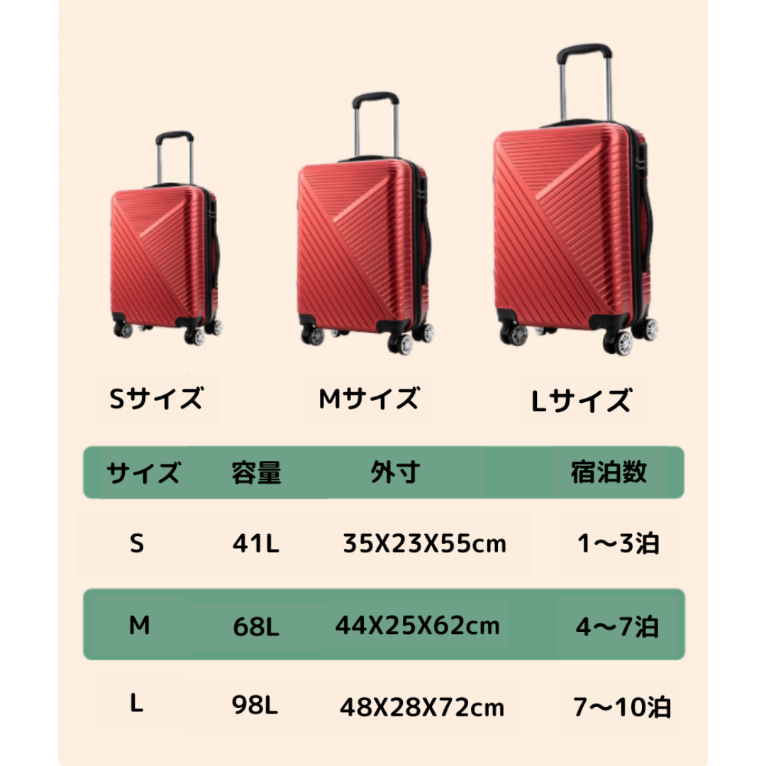 スーツケース(Sサイズ/機内持込(1~3泊41L), 赤)の通販 by スーツケース(Sサイズ/機内持込(1~3泊41L), 赤)の通販 by