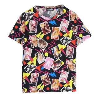 ヒステリックグラマー(HYSTERIC GLAMOUR)のHYSTERIC GLAMOUR ヒステリックグラマー 1252CT03 PLAY BOY プレイボーイ トランプ 総柄 Tシャツ ブラック系 S【中古】(シャツ)
