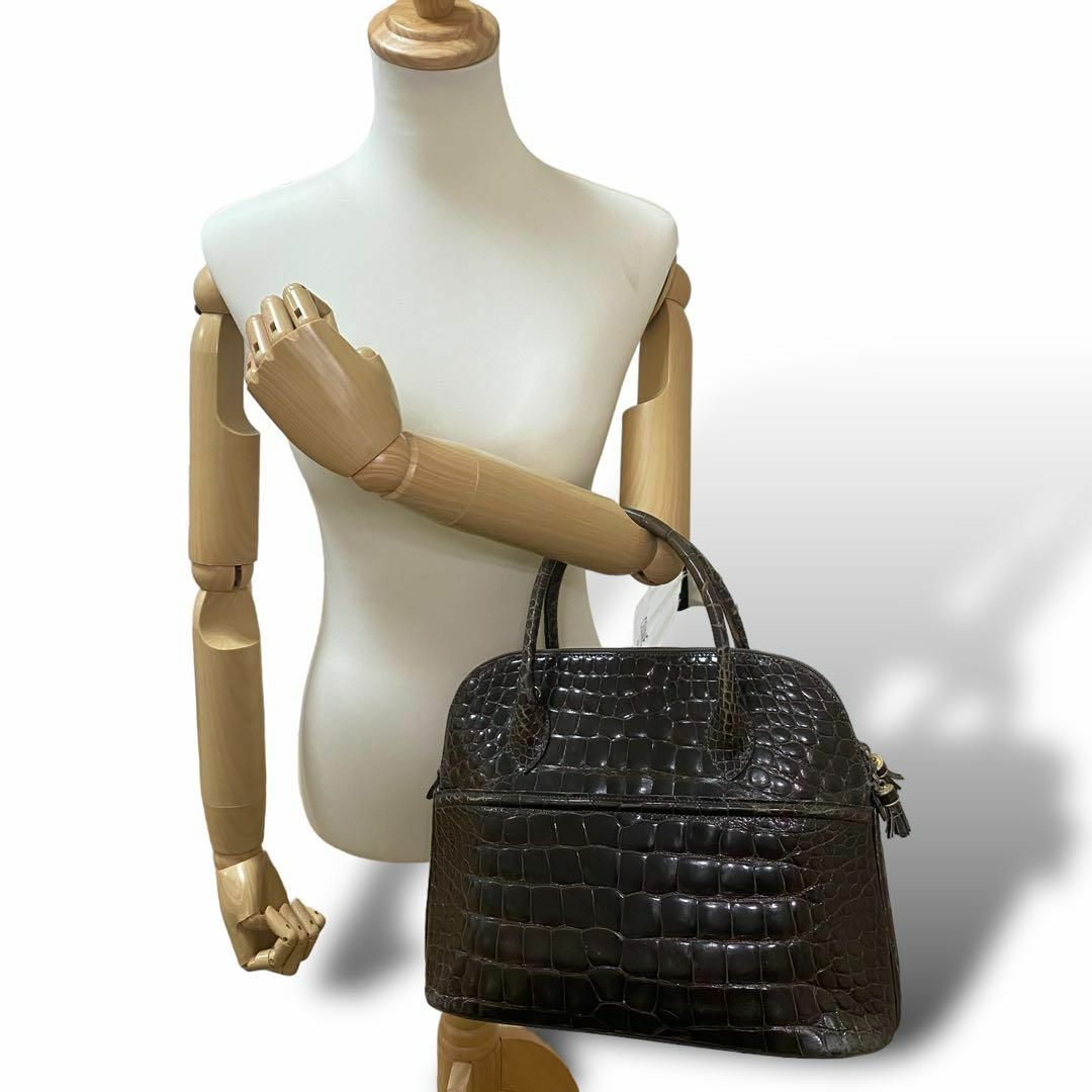 クロコダイル クロコ ワニ革 ハンドバッグ 2way シャイニング クロコダイル クロコ ワニ革 ハンドバッグ 2way シャイニング