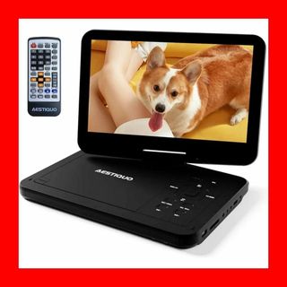 ポータブルDVDプレーヤー 12.5型 画面回転 車載 ホルダー付き 軽量 黒色(DVDプレーヤー)