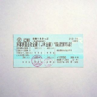 ジェイアール(JR)の青春18きっぷ　3回分　8/30 早朝に発送(鉄道乗車券)