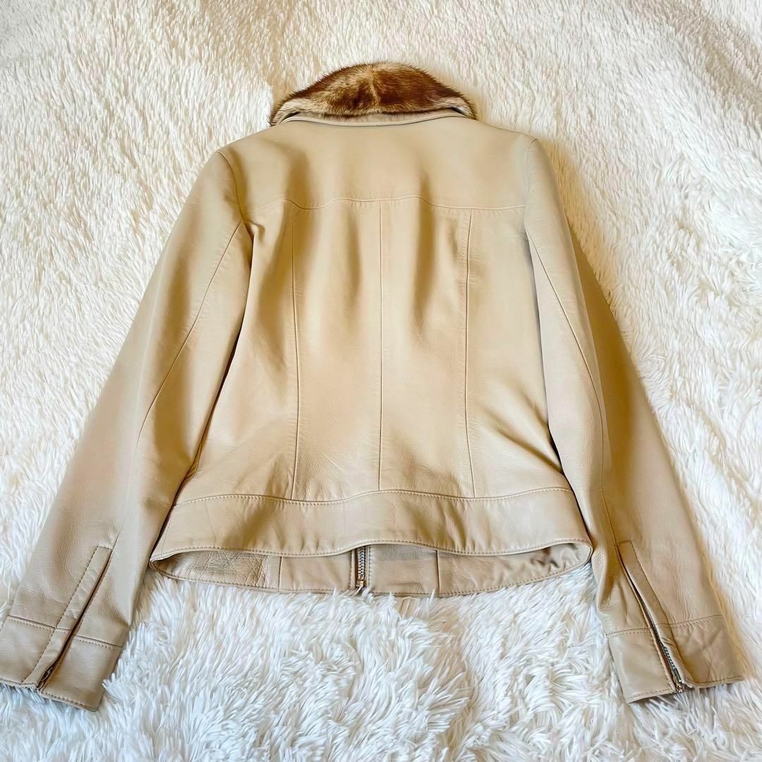 美品☆ノーベスパジオ ミンクファー付 ラム革 レザージャケット 美品☆ノーベスパジオ ミンクファー付 ラム革 レザージャケット