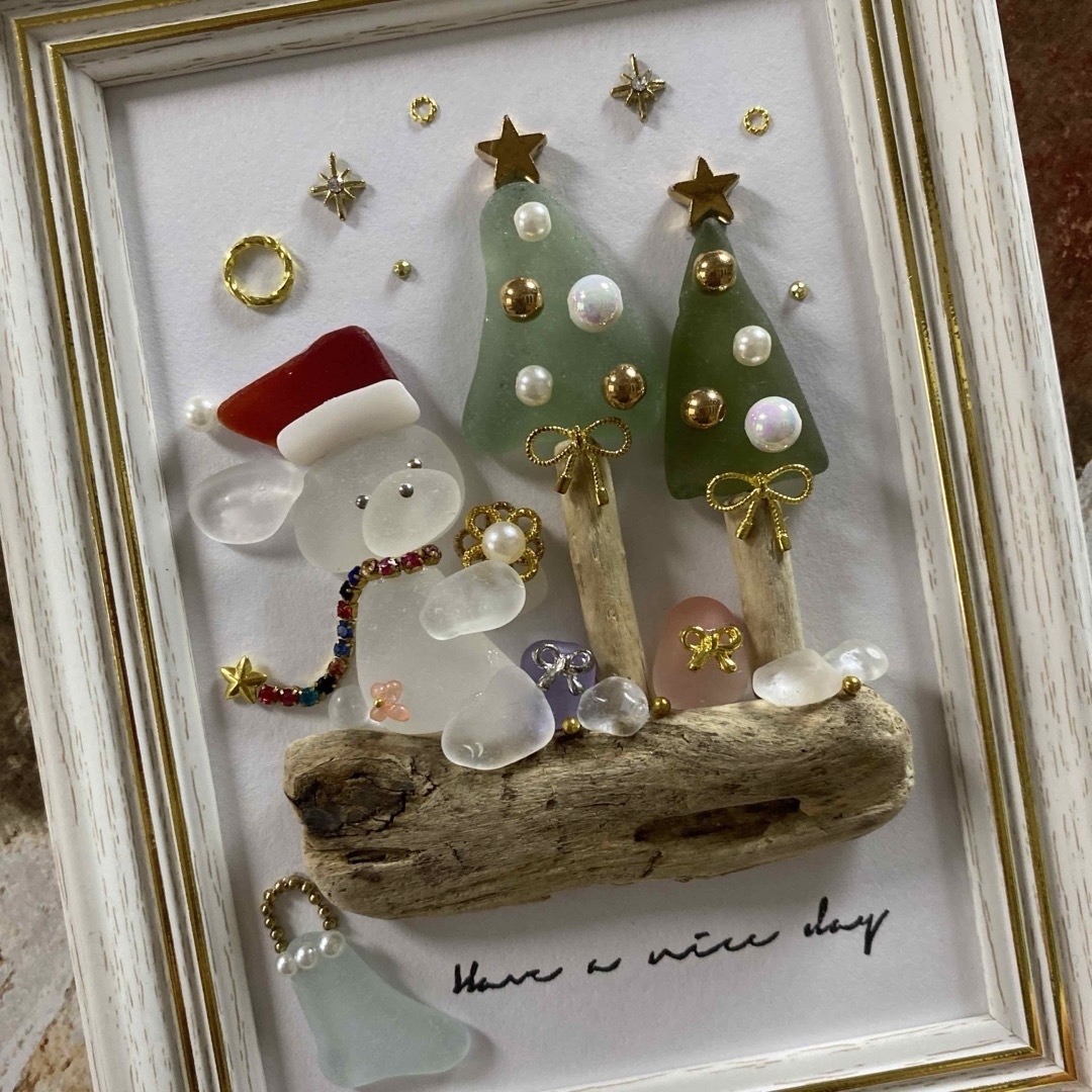 シーグラスアート クリスマス☆。.:*・゜ シーグラスアート クリスマス☆。.:*・゜