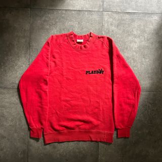 プレイボーイ(PLAYBOY)の80s- playboy プレイボーイ スウェット M レッドピンク フロッキー(スウェット)