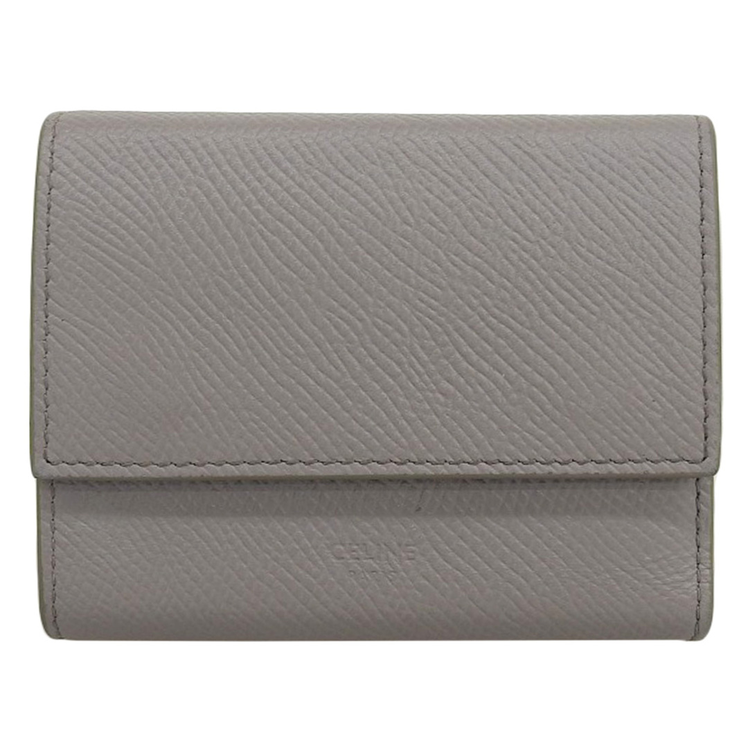CELINE◇フォールドウォレット/3つ折り財布/レザー/グレージュ CELINE◇フォールドウォレット/3つ折り財布/レザー/グレージュ