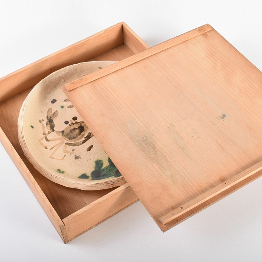 北大路魯山人作 織部 蟹絵 皿 時代箱付 V R7715の通販 by 北大路魯山人作 織部 蟹絵 皿 時代箱付 V R7715の通販 by