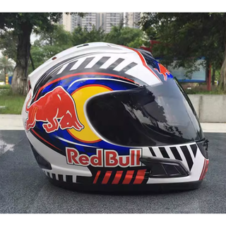 大人気！！レッドブルーフルフェイスヘルメット　M～XXLサイズ選択可能　Lサイズ(ヘルメット/シールド)