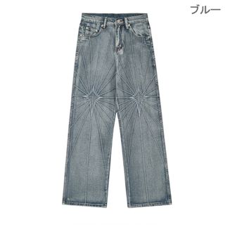 バレンシアガ(BALENCIAGA)のグリッド刺繍　デニム　ストレート(デニム/ジーンズ)