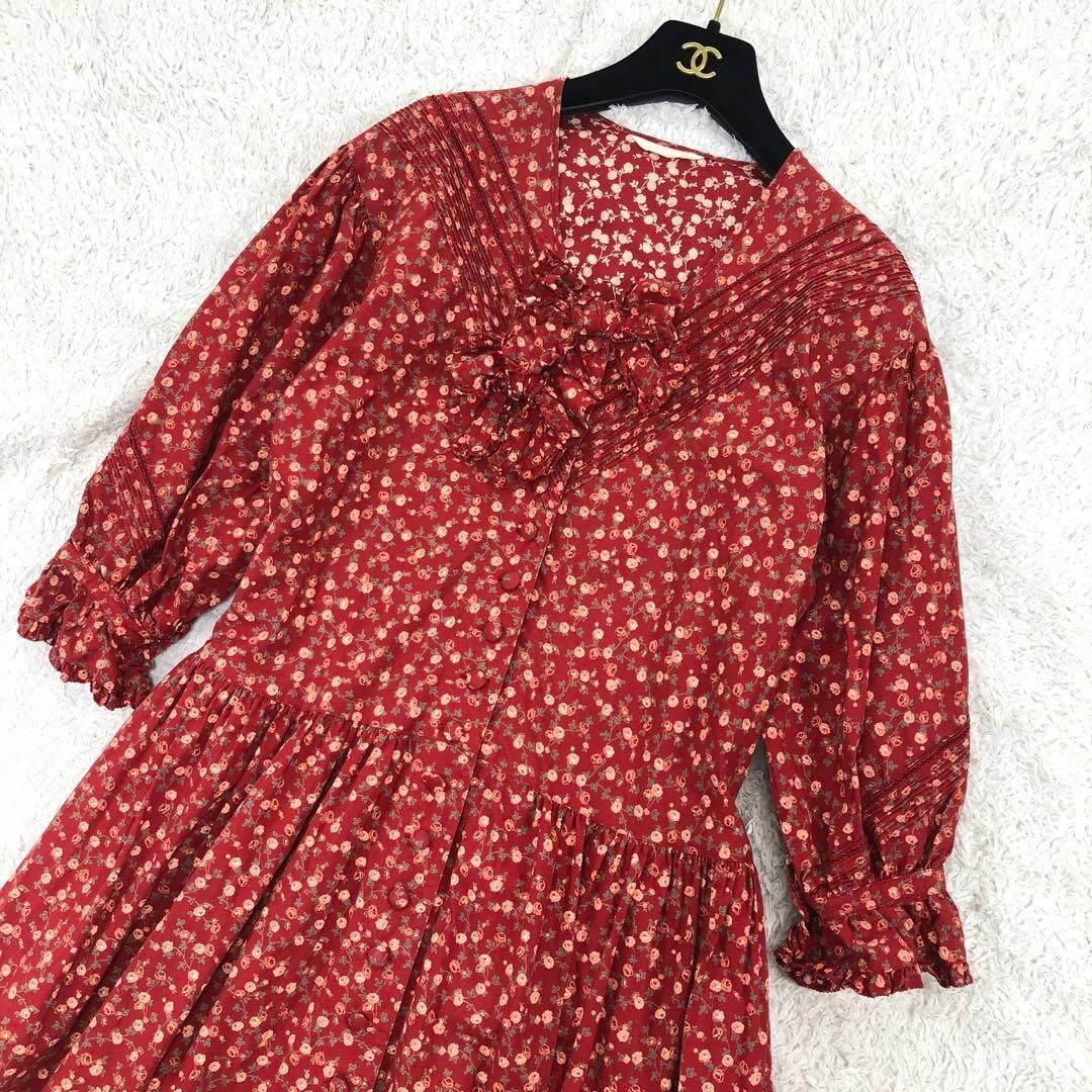 PINK HOUSE ピンクハウス ロングワンピース 花柄 ピコフリル PINK HOUSE ピンクハウス ロングワンピース 花柄 ピコフリル
