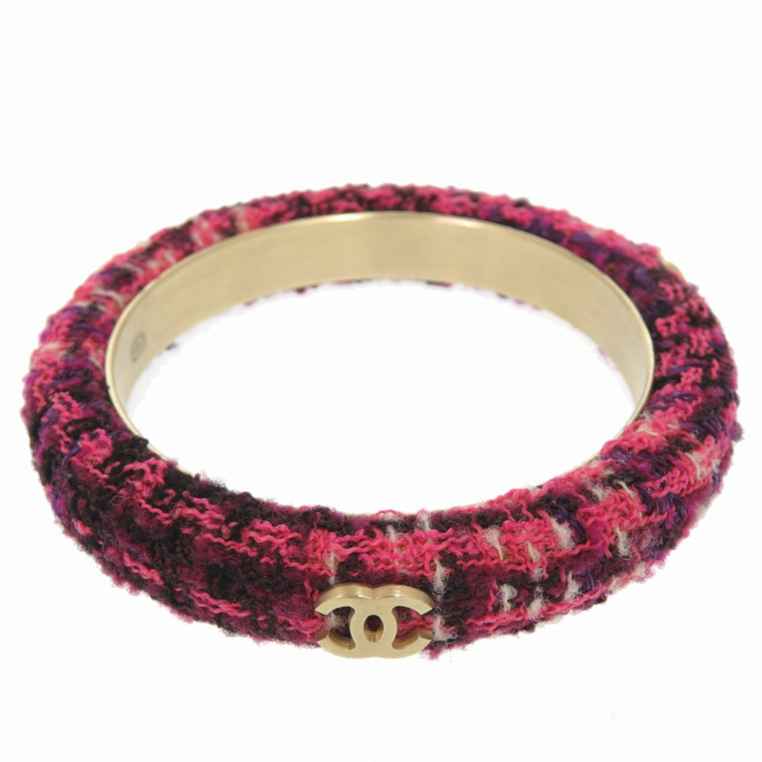 CHANEL - 新品同様 シャネルココマーク 09A ツイード パープル/ピンク バングル 0790【中古】CHANEL