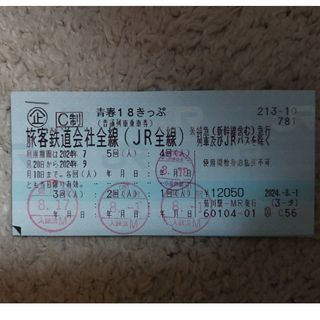 青春18きっぷ　1回分(鉄道乗車券)