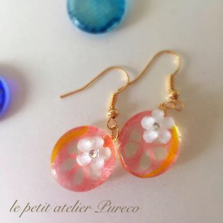 透かし和紙とおはじきのピアス(ピアス)