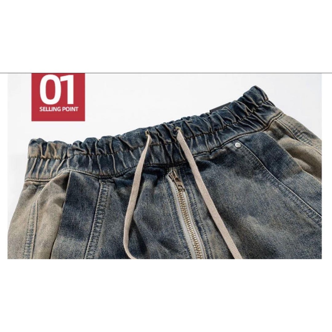 Rick Owens ヴィンテージ加工 ダメージデニムショーツ XL Rick Owens DRKSHDW ダメージ デニムショーツ | グレー