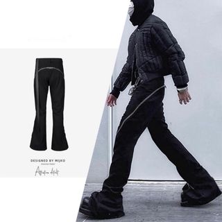 リックオウエンス(Rick Owens)のメンズ　ストラップ付き　サイドジップ デニムパンツ  ベルボトム(デニム/ジーンズ)