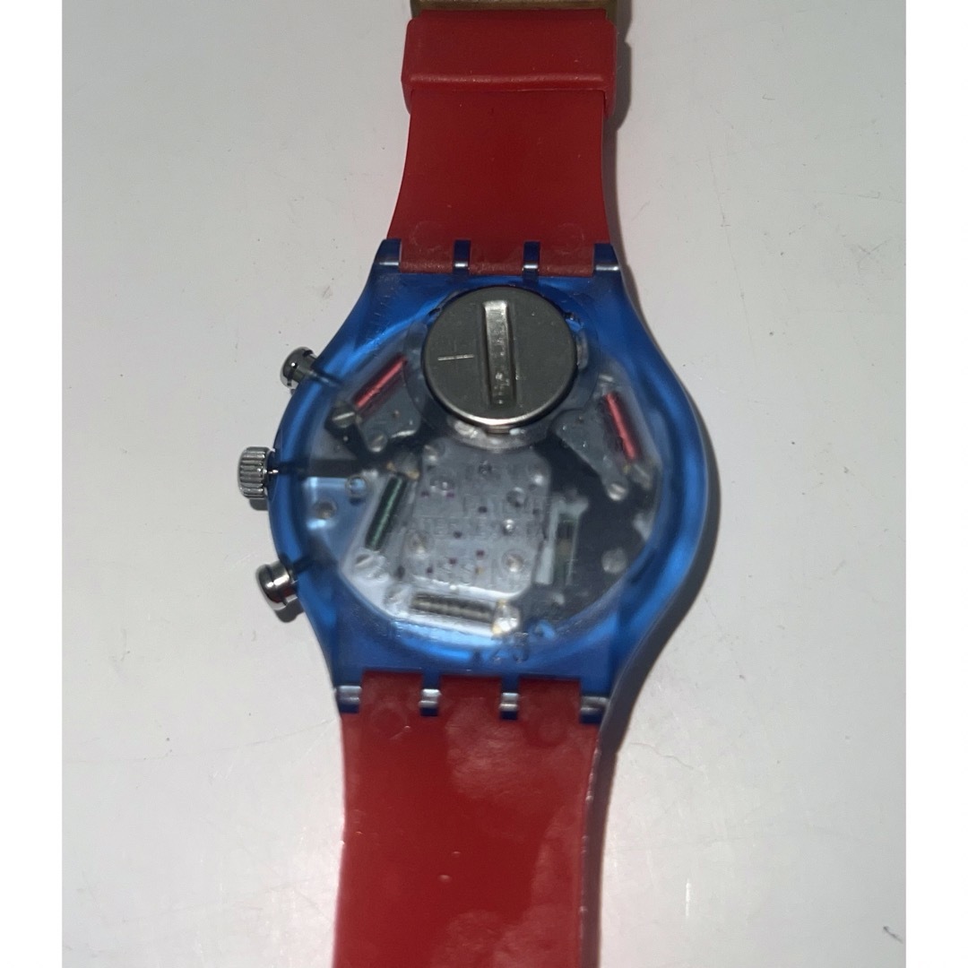 swatch - スウォッチ 腕時計 赤×青 白文字盤 クォーツ (ジャンク swatch - スウォッチ 腕時計 赤×青 白文字盤 クォーツ (ジャンク