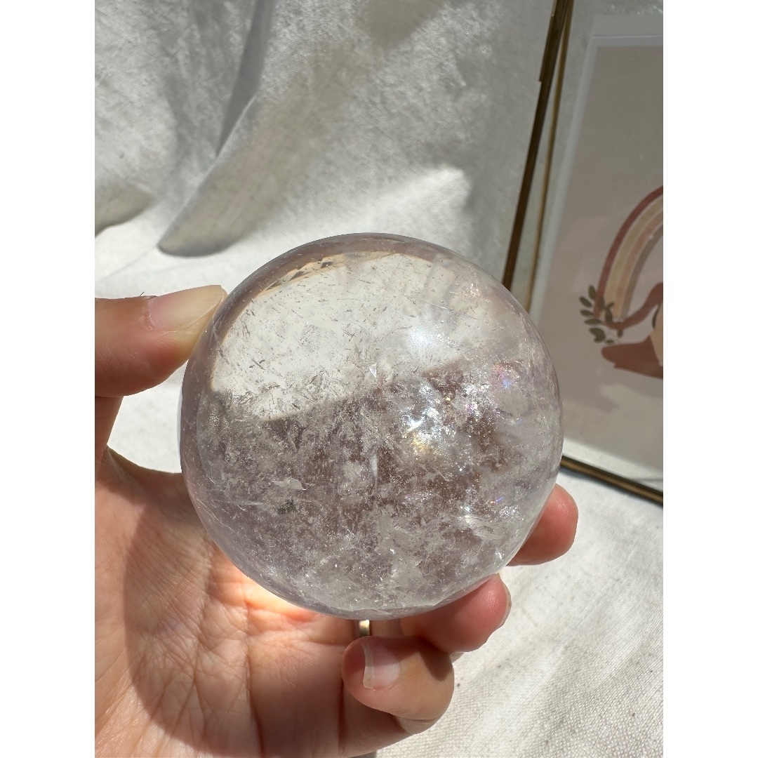 水晶】 スフィア 水晶玉 丸玉 直径 6.4cm 台座付き 水晶】 スフィア 水晶玉 丸玉 直径 6.4cm 台座付き
