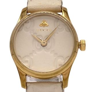 グッチ(GUCCI)のGUCCI(グッチ) 腕時計美品  Gタイムレスウォッチ 126.5 レディース シマライン/ビー(蜂) アイボリー(腕時計)