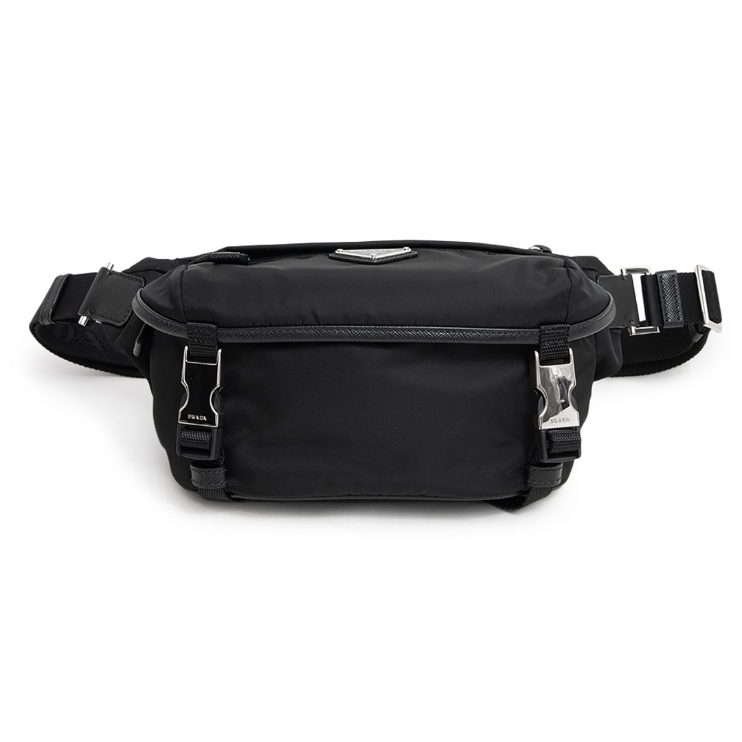 PRADA - プラダ Re-Nylon クロスボディ ショルダーバッグ 斜め掛け ナイロン サフィアーノ レザー NERO ネロ ブラック 黒 シルバー金具 2VH171 PRADA（未使用　展示品）