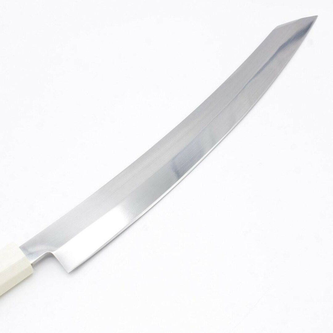 人工象牙 かん高く 新品 切り付け柳刃包丁 鏡面仕上げ 人工象牙 かん高く 新品 切り付け柳刃包丁 鏡面仕上げ