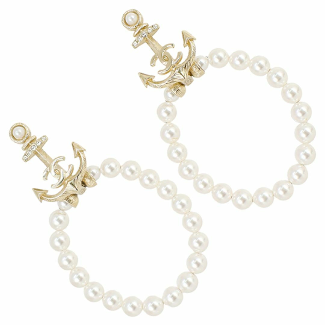 CHANEL - シャネル ピアス アクセサリー レディース ココマーク アンカー モチーフ パール ゴールド 美品 4343