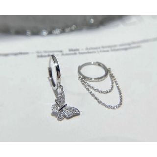 最大15%OFFクーポン ▽ 蝶々モチーフ フープチェーンピアスの ダイヤモンドピアスk18 アクセサリー