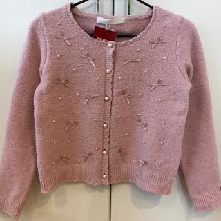 ピンクハウス(PINK HOUSE)のピンクハウス 今期 パールとリボン付きカーディガン ピンク 新品(カーディガン)