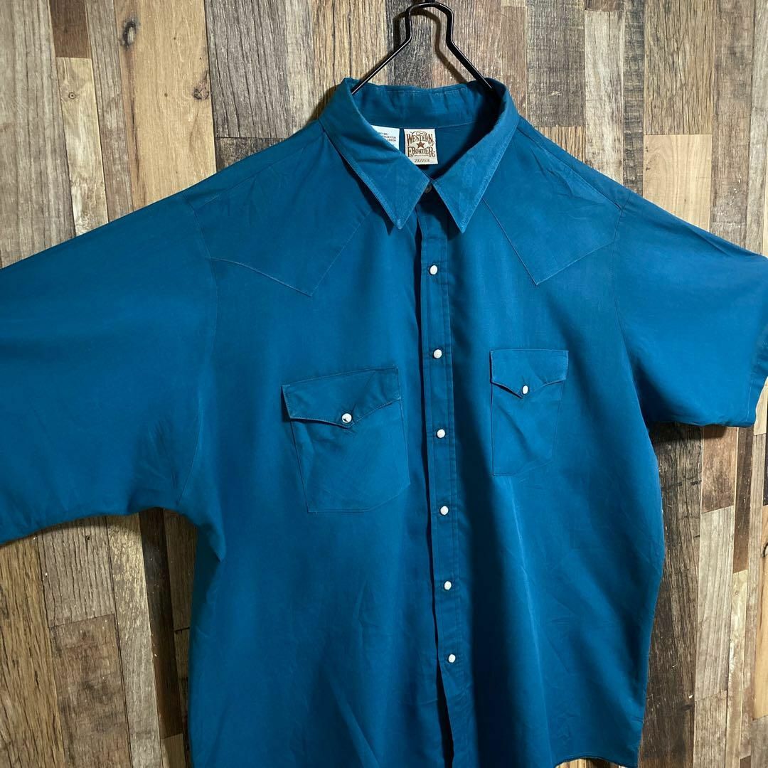 ヴィンテージ 無地 メンズ 2XL 古着 90s 半袖 ウエスタンシャツ ヴィンテージ 無地 メンズ 2XL 古着 90s 半袖 ウエスタンシャツ
