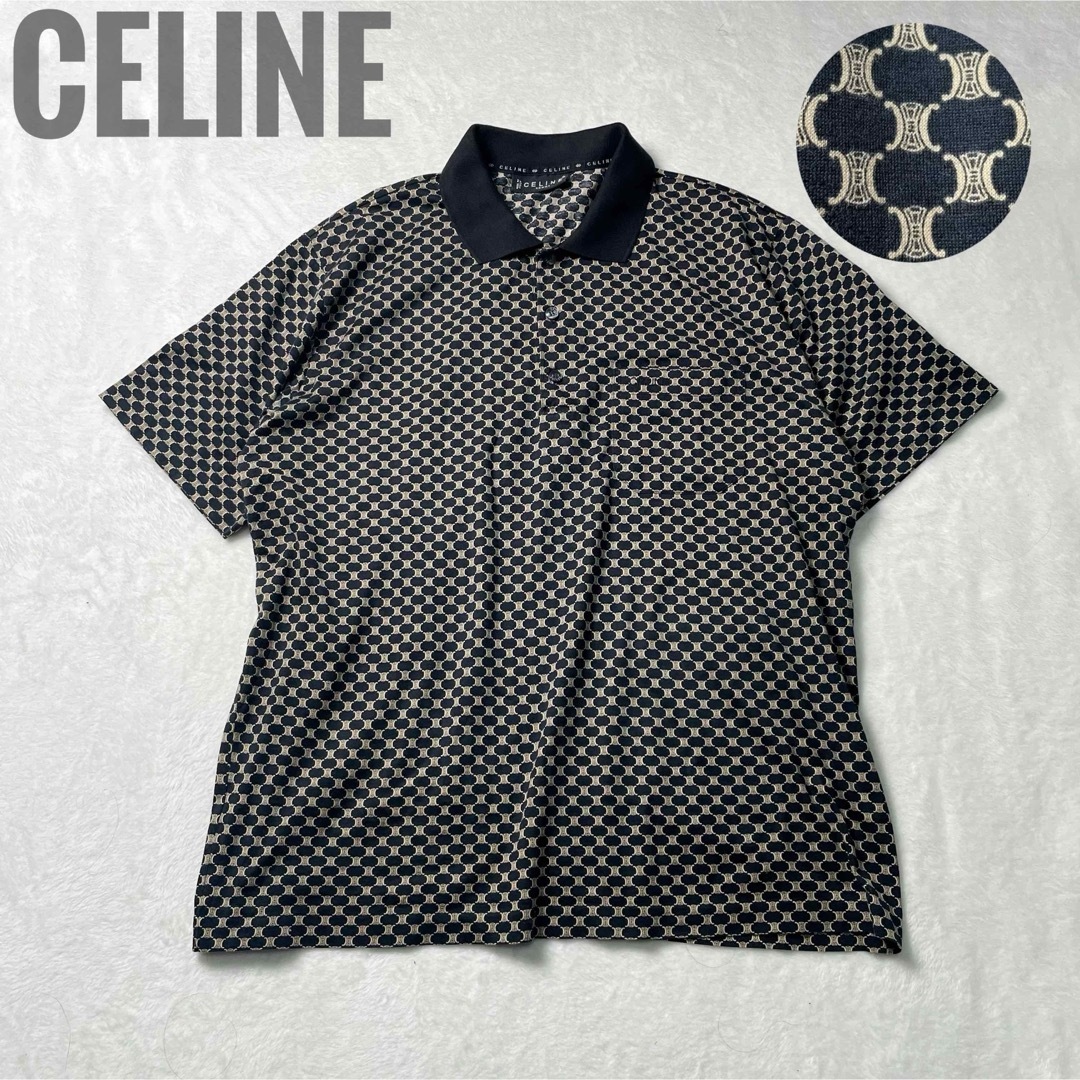 CELINE - Vintage CELINE トリオンフ マカダム柄 ポロシャツ CELINE - Vintage CELINE トリオンフ マカダム柄 ポロシャツ