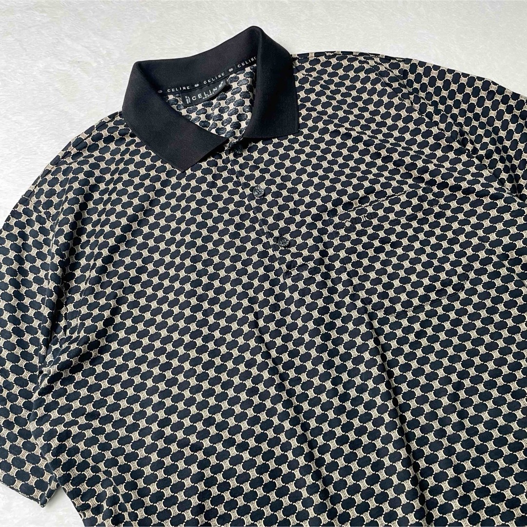 CELINE - Vintage CELINE トリオンフ マカダム柄 ポロシャツ CELINE - Vintage CELINE トリオンフ マカダム柄 ポロシャツ