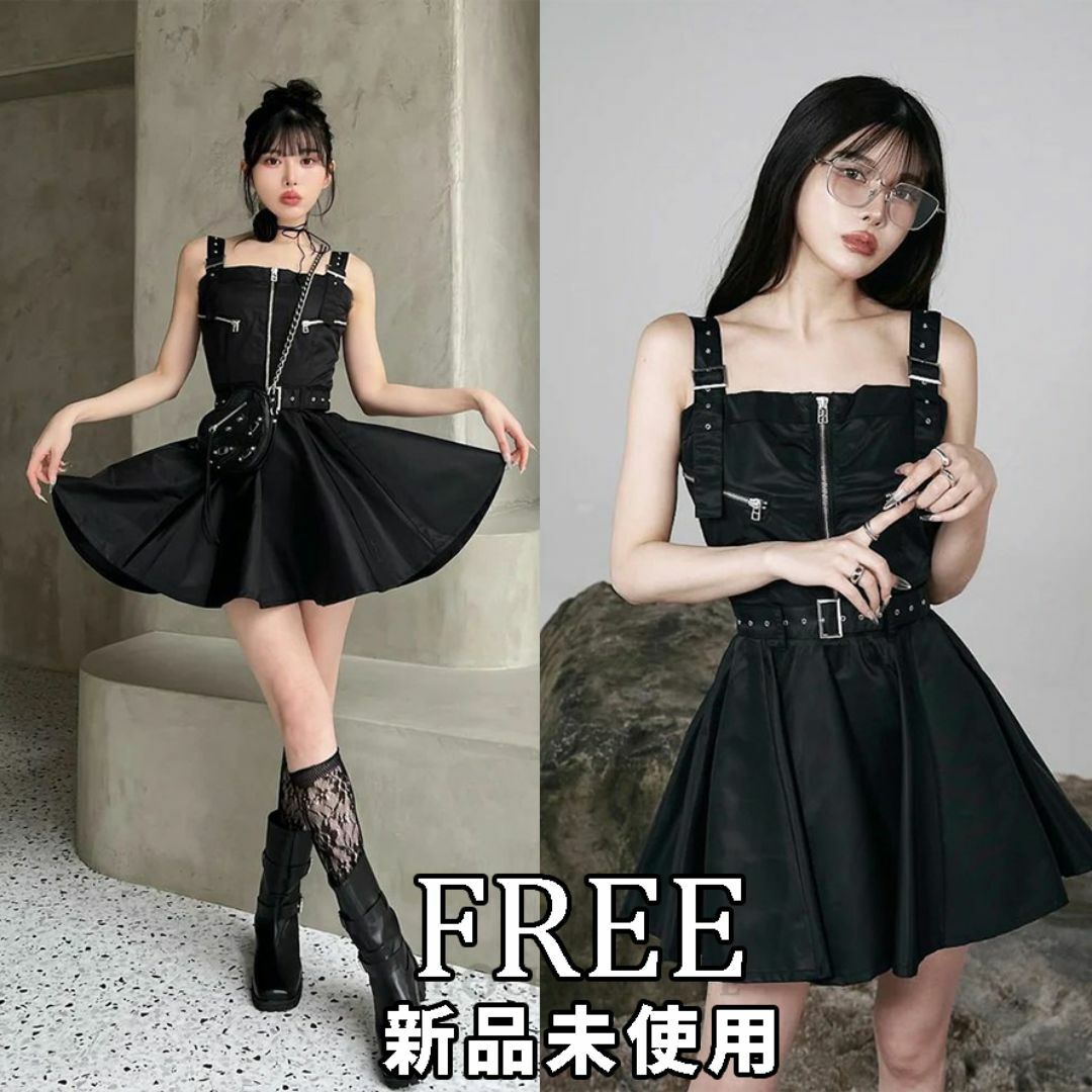 ダーリッチ darich ナイロンジャンパーミニワンピース BLK FREE ダーリッチ darich ナイロンジャンパーミニワンピース BLK FREE
