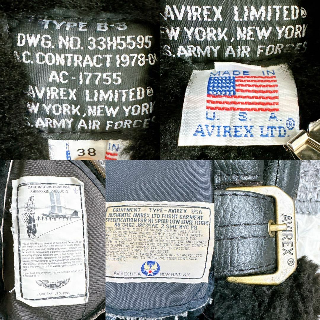 AVIREX B-3 フライトジャケット レザージャケット ムートン AVIREX B-3 フライトジャケット レザージャケット ムートン