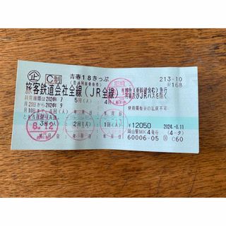 ジェイアール(JR)の青春18きっぷ(鉄道乗車券)
