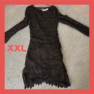 XXL レース•ワンピース　結婚式、パーティー　膝丈