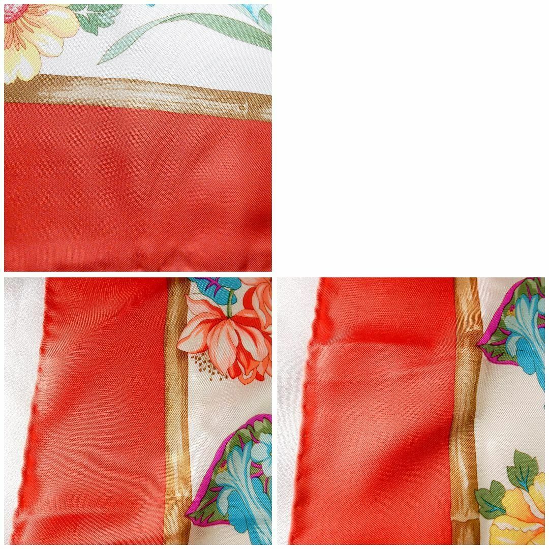 GUCCI - GUCCI スカーフ 花柄 フローラ レッド シルク 大判の GUCCI - GUCCI スカーフ 花柄 フローラ レッド シルク 大判の