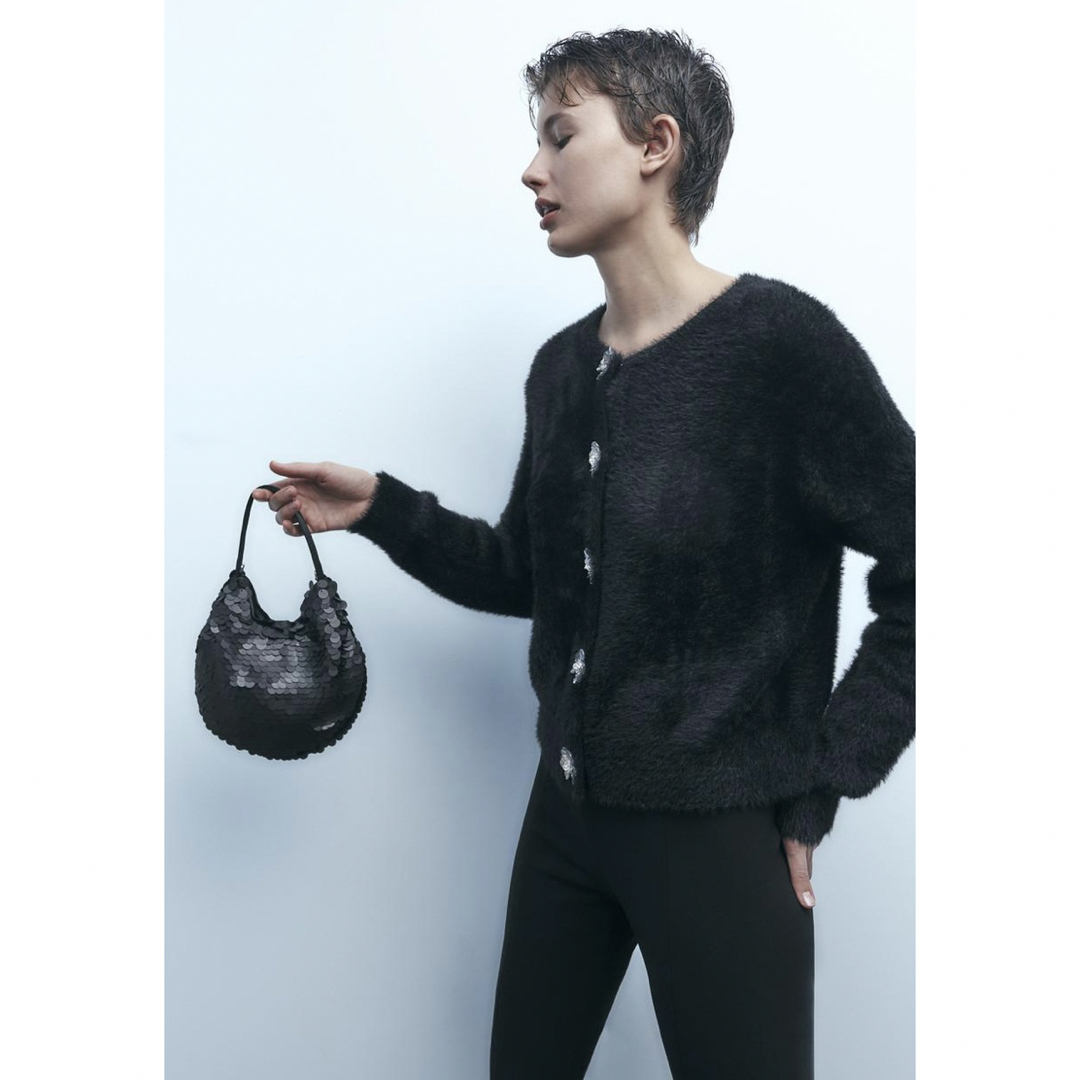 新品　ZARA  ザラ　スパンコール付き　ミニバケット　バッグ　ストラップあり レディースのバッグ(ショルダーバッグ)の商品写真