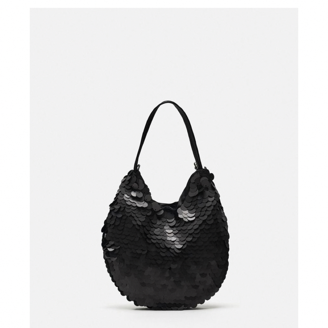新品　ZARA  ザラ　スパンコール付き　ミニバケット　バッグ　ストラップあり レディースのバッグ(ショルダーバッグ)の商品写真
