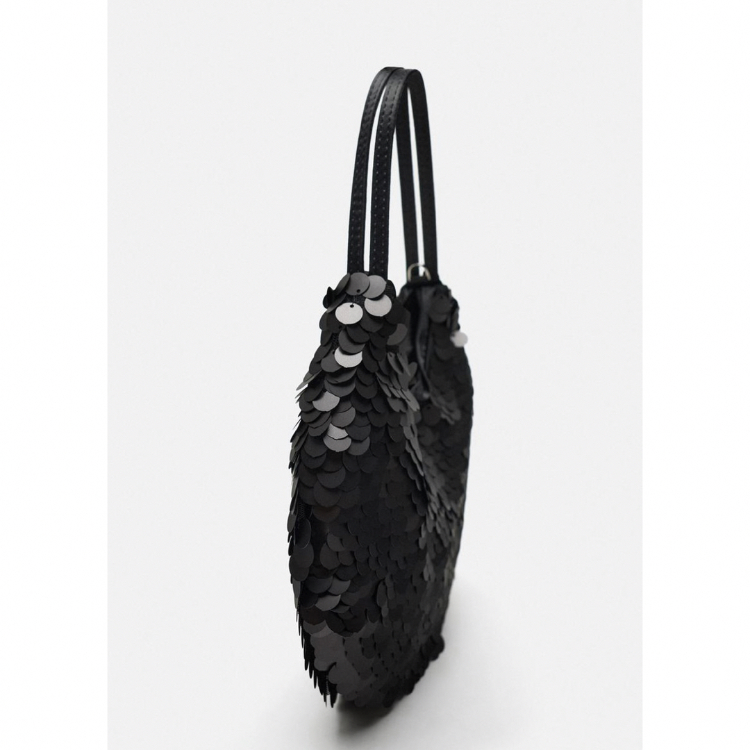 新品　ZARA  ザラ　スパンコール付き　ミニバケット　バッグ　ストラップあり レディースのバッグ(ショルダーバッグ)の商品写真