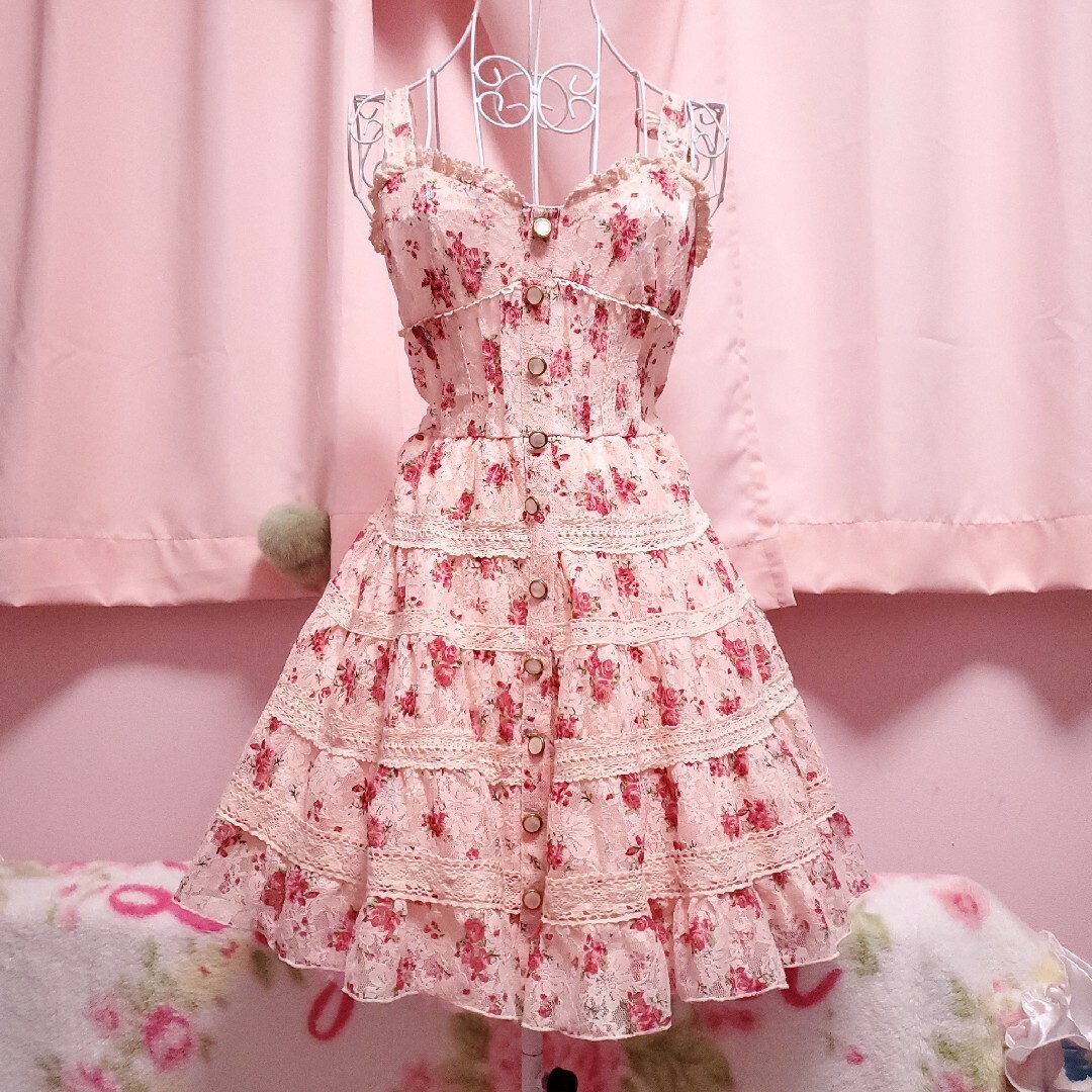 LIZLISA リズリサ ワンピース ミニ 花柄 お姫様 レース かわいい LIZLISA リズリサ ワンピース ミニ 花柄 お姫様 レース かわいい