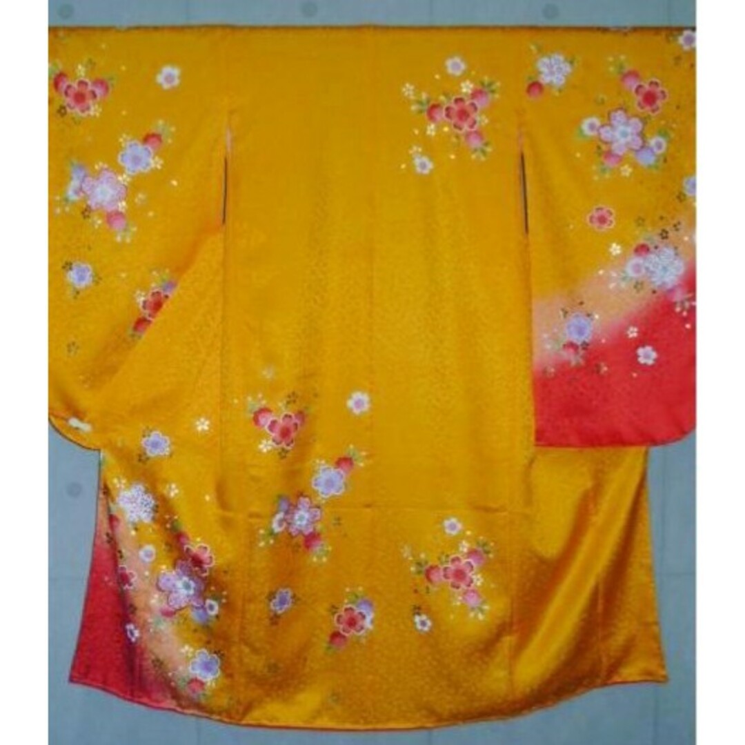 フルセット 正絹 七五三着物 七歳祝着(黄色桜柄) フルセット 正絹 七五三着物 七歳祝着(黄色桜柄)