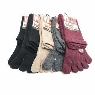 レディース 5本指 ソックス 毛混 ダブル サポート LWW1 靴下 5足(ソックス)