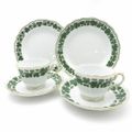 美品 MEISSEN マイセン ワインリーフ カップ&ソーサー 中皿 4点 トリオ 18cmプレート ティー コーヒー SU8439F